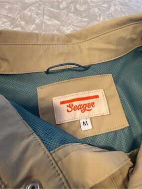 Seager Co Men’s M Khaki Tan Short Sleeve Button Up Fishing Shirt Mesh M